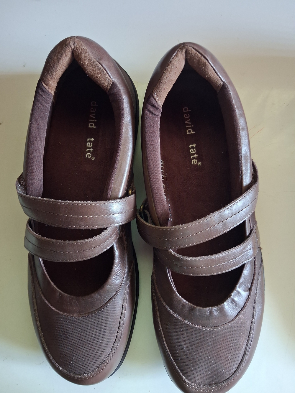 david tate Gentle Brown Mary Jane Flats